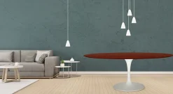 Viadurini Living Tulip Tische|Esstisch Oval-Eero Saarinen Tulip Tisch H 74 Oval in Palisander gebeizt Eiche Made in Italy - Scharlachrot