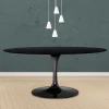 Viadurini Living Tulip Tische|Esstisch Oval-Eero Saarinen Tulip Tisch H 74 Oval aus schwarz gebeizter Eiche Made in Italy - Scharlachrot