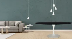 Viadurini Living Tulip Tische|Esstisch Oval-Eero Saarinen Tulip Tisch H 74 Oval aus schwarz gebeizter Eiche Made in Italy - Scharlachrot