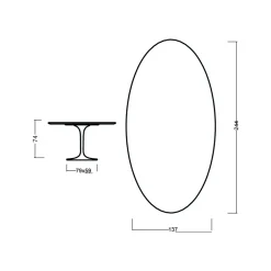 Viadurini Living Tulip Tische|Esstisch Oval-Eero Saarinen Tulip Tisch H 74 Oval aus schwarz gebeizter Eiche Made in Italy - Scharlachrot