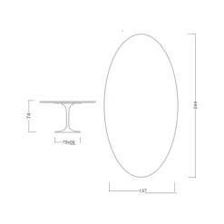 Viadurini Living Tulip Tische|Esstisch Oval-Eero Saarinen Tulip Tisch H 74 Oval aus dunklem Emperador-Marmor Made in Italy - Scharlachrot