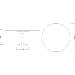 Viadurini Living Tulip Tische|Runde Tische-Eero Saarinen Tulip Tisch H 74 Rund aus dunklem Emperador-Marmor Made in Italy - Scharlachrot