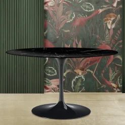 Viadurini Living Tulip Tische|Esstisch Oval-Eero Saarinen Tulip Tisch H 74 Oval aus schwarzem Marquinia Marmor Made in Italy - Scharlachrot