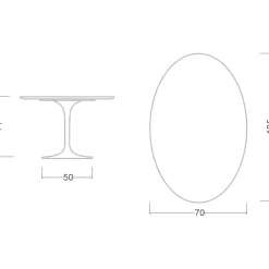 Viadurini Living Tulip Tische|Esstisch Oval-Eero Saarinen Tulip Tisch H 74 Oval aus schwarzem Marquinia Marmor Made in Italy - Scharlachrot