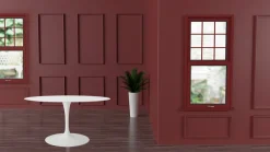 Viadurini Living Tulip Tische|Esstisch Oval-Eero Saarinen Tulip Tisch H 74 Oval ausziehbar aus weißem Flüssiglaminat - Scharlachrot