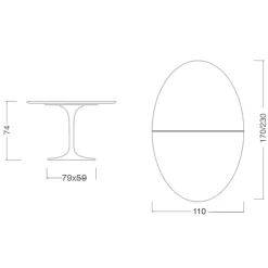 Viadurini Living Tulip Tische|Esstisch Oval-Eero Saarinen Tulip Tisch H 74 Oval ausziehbar aus weißem Flüssiglaminat - Scharlachrot
