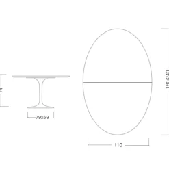 Viadurini Living Tulip Tische|Esstisch Oval-Eero Saarinen Tulip Tisch H 74 Oval ausziehbar aus weißem Flüssiglaminat - Scharlachrot