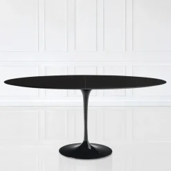 Viadurini Living Tulip Tische|Esstisch Oval-Eero Saarinen Tulip Tisch H 74 Oval ausziehbar aus schwarzem Flüssiglaminat - Scharlachrot