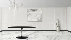 Viadurini Living Tulip Tische|Esstisch Oval-Eero Saarinen Tulip Tisch H 74 Oval ausziehbar aus schwarzem Flüssiglaminat - Scharlachrot