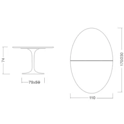 Viadurini Living Tulip Tische|Esstisch Oval-Eero Saarinen Tulip Tisch H 74 Oval ausziehbar aus schwarzem Flüssiglaminat - Scharlachrot
