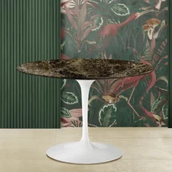 Viadurini Living Tulip Tische|Runde Tische-Eero Saarinen Tulip Tisch H 74 mit runder Platte aus dunklem Marmor Emperador - Scharlachrot