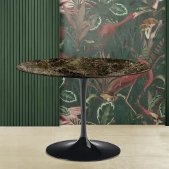 Viadurini Living Tulip Tische|Runde Tische-Eero Saarinen Tulip Tisch H 74 mit runder Platte aus dunklem Marmor Emperador - Scharlachrot