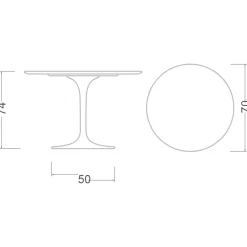 Viadurini Living Tulip Tische|Runde Tische-Eero Saarinen Tulip Tisch H 74 mit runder Platte aus dunklem Marmor Emperador - Scharlachrot