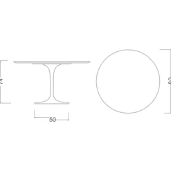 Viadurini Living Tulip Tische|Runde Tische-Eero Saarinen Tulip Tisch H 74 mit runder Platte aus dunklem Marmor Emperador - Scharlachrot