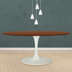 Viadurini Living Tulip Tische|Esstische-Eero Saarinen Tulip Tisch H 74 Oval in Eiche dunkel nussbaum gebeizt Made in Italy - Scharlachrot