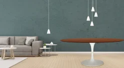 Viadurini Living Tulip Tische|Esstische-Eero Saarinen Tulip Tisch H 74 Oval in Eiche dunkel nussbaum gebeizt Made in Italy - Scharlachrot