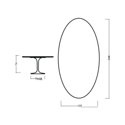 Viadurini Living Tulip Tische|Esstische-Eero Saarinen Tulip Tisch H 74 Oval in Eiche dunkel nussbaum gebeizt Made in Italy - Scharlachrot