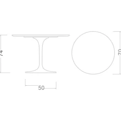 Viadurini Living Tulip Tische|Runde Tische-Eero Saarinen Tulip Tisch H 74 mit weißer Flüssiglaminatplatte Made in Italy - Scharlachrot