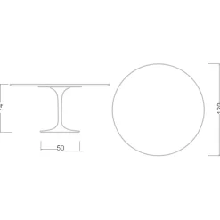 Viadurini Living Tulip Tische|Runde Tische-Eero Saarinen Tulip Tisch H 74 mit weißer Flüssiglaminatplatte Made in Italy - Scharlachrot