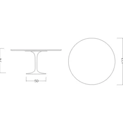 Viadurini Living Tulip Tische|Runde Tische-Eero Saarinen Tulip Tisch H 74 mit weißer Flüssiglaminatplatte Made in Italy - Scharlachrot