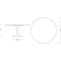 Viadurini Living Tulip Tische|Runde Tische-Eero Saarinen Tulip Tisch H 74 mit schwarzer MDF-Platte aus Flüssiglaminat - Scharlachrot