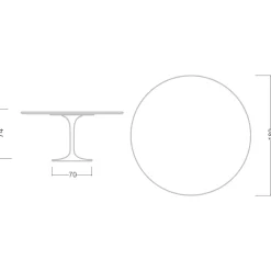 Viadurini Living Tulip Tische|Runde Tische-Eero Saarinen Tulip Tisch H 74 mit schwarzer MDF-Platte aus Flüssiglaminat - Scharlachrot