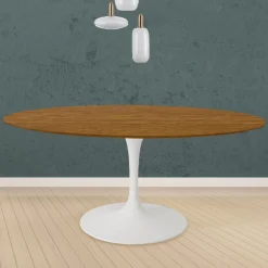 Viadurini Living Tulip Tische|Runde Tische-Eero Saarinen Tulip Tisch H 74 Rund in Eiche gebeizt Nussbaum hell Made in Italy - Scharlachrot