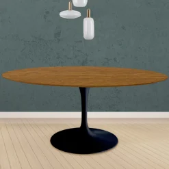 Viadurini Living Tulip Tische|Runde Tische-Eero Saarinen Tulip Tisch H 74 Rund in Eiche gebeizt Nussbaum hell Made in Italy - Scharlachrot