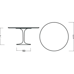 Viadurini Living Tulip Tische|Runde Tische-Eero Saarinen Tulip Tisch H 74 Rund in Eiche gebeizt Nussbaum hell Made in Italy - Scharlachrot