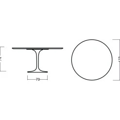 Viadurini Living Tulip Tische|Runde Tische-Eero Saarinen Tulip Tisch H 74 Rund in Eiche gebeizt Nussbaum hell Made in Italy - Scharlachrot