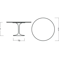 Viadurini Living Tulip Tische|Runde Tische-Eero Saarinen Tulip Tisch H 74 Rund in Eiche gebeizt Nussbaum hell Made in Italy - Scharlachrot