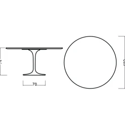 Viadurini Living Tulip Tische|Runde Tische-Eero Saarinen Tulip Tisch H 74 Rund in Eiche gebeizt Nussbaum hell Made in Italy - Scharlachrot