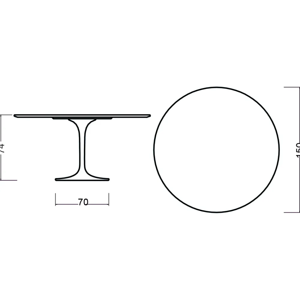 Viadurini Living Tulip Tische|Runde Tische-Eero Saarinen Tulip Tisch H 74 Rund in Eiche gebeizt Nussbaum hell Made in Italy - Scharlachrot
