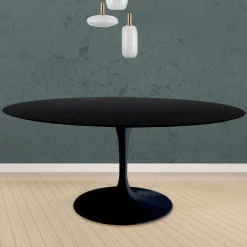 Viadurini Living Tulip Tische|Runde Tische-Eero Saarinen Tulip Tisch H 74 Rund aus schwarz gebeizter Eiche Made in Italy - Scharlachrot