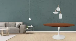 Viadurini Living Tulip Tische|Runde Tische-Eero Saarinen Tulip Tisch H 74 Rund in Eiche dunkel Nussbaum gebeizt Made in Italy - Scharlachrot