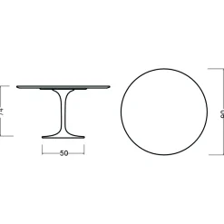 Viadurini Living Tulip Tische|Runde Tische-Eero Saarinen Tulip Tisch H 74 Rund in Eiche dunkel Nussbaum gebeizt Made in Italy - Scharlachrot
