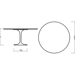 Viadurini Living Tulip Tische|Runde Tische-Eero Saarinen Tulip Tisch H 74 Rund in Eiche dunkel Nussbaum gebeizt Made in Italy - Scharlachrot