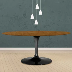 Viadurini Living Tulip Tische|Esstisch Oval-Eero Saarinen Tulpentisch H 74 Oval aus heller, nussbaumfarben gebeizter Eiche Made in Italy - Scharlachrot