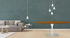 Viadurini Living Tulip Tische|Esstisch Oval-Eero Saarinen Tulpentisch H 74 Oval aus heller, nussbaumfarben gebeizter Eiche Made in Italy - Scharlachrot