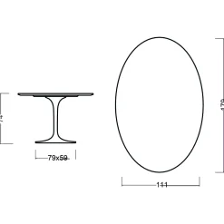 Viadurini Living Tulip Tische|Esstisch Oval-Eero Saarinen Tulpentisch H 74 Oval aus heller, nussbaumfarben gebeizter Eiche Made in Italy - Scharlachrot