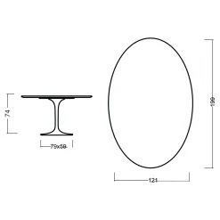 Viadurini Living Tulip Tische|Esstisch Oval-Eero Saarinen Tulpentisch H 74 Oval aus heller, nussbaumfarben gebeizter Eiche Made in Italy - Scharlachrot