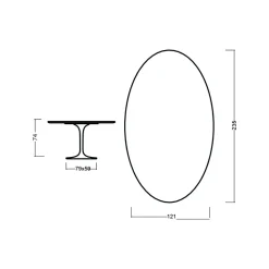 Viadurini Living Tulip Tische|Esstisch Oval-Eero Saarinen Tulpentisch H 74 Oval aus heller, nussbaumfarben gebeizter Eiche Made in Italy - Scharlachrot