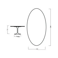 Viadurini Living Tulip Tische|Esstisch Oval-Eero Saarinen Tulpentisch H 74 Oval aus heller, nussbaumfarben gebeizter Eiche Made in Italy - Scharlachrot