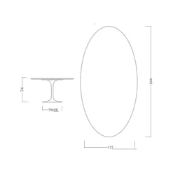 Viadurini Living Tulip Tische|Esstisch Oval-Eero Saarinen Tulpentisch H 74 mit ovaler Platte aus Arabescato-Marmor Made in Italy - Scharlachrot