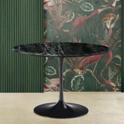 Viadurini Living Tulip Tische|Runde Tische-Eero Saarinen Tulpentisch H 74 mit grüner Alpi-Marmorplatte Made in Italy - Scharlachrot