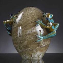 Viadurini Living Deko Artikel Und Wohnaccessoires-Eiförmiges Glasornament mit Fröschen Made in Italy - Huevo