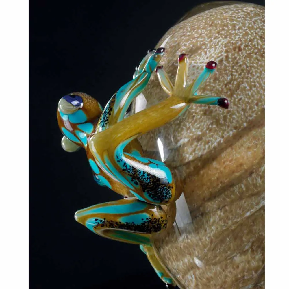 Viadurini Living Deko Artikel Und Wohnaccessoires-Eiförmiges Glasornament mit Fröschen Made in Italy - Huevo