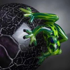 Viadurini Living Deko Artikel Und Wohnaccessoires-Eiförmiges Ornament mit Fröschen aus farbigem Glas Made in Italy - Huevo