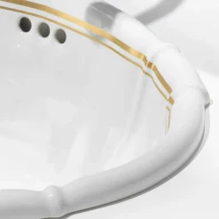 Viadurini Bathroom Keramikwaschbecken-Einbauwaschbecken aus Porzellan aus Gold 24 Karat, Santiago