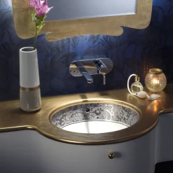 Viadurini Bathroom Waschbecken Aus Fire Clay-Einbauwaschbecken aus Schamott mit Platin-Spitzenband, hergestellt in Italien – Erioli